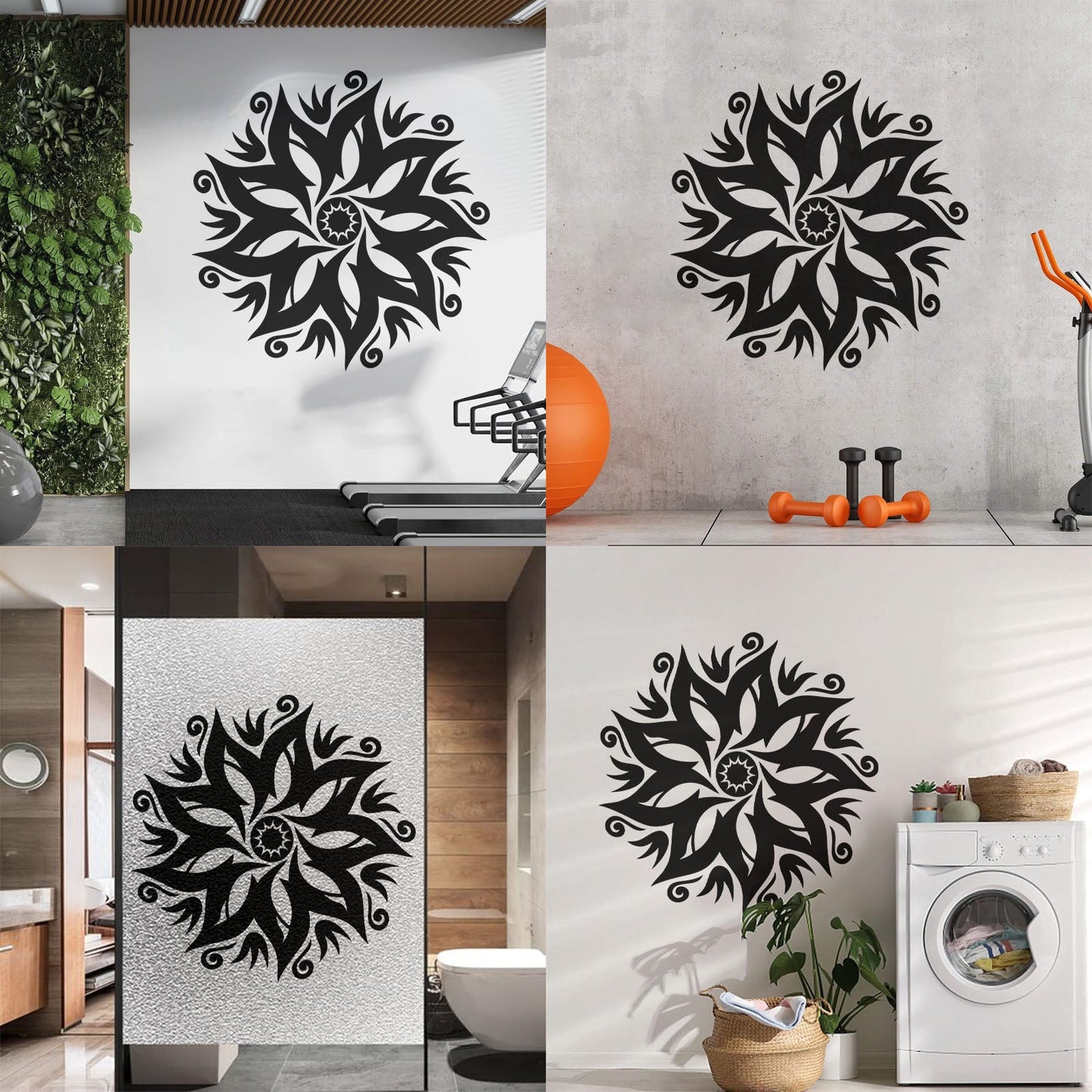Wall Decals Paster Paper Circle Flower Ornament Natural Mandala Yoga Studio Removable Without Leaving Glue