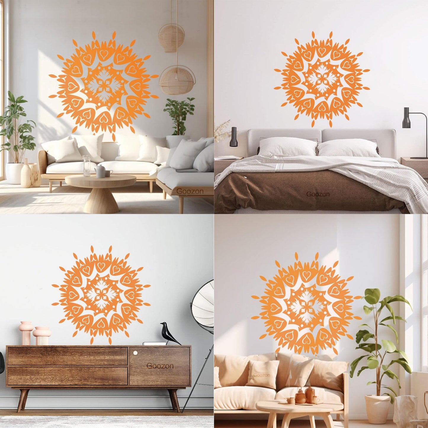 Vinyl Wall Stickers Circle Flower Ornament Natural Mandala Yoga Studio Self Adhesive