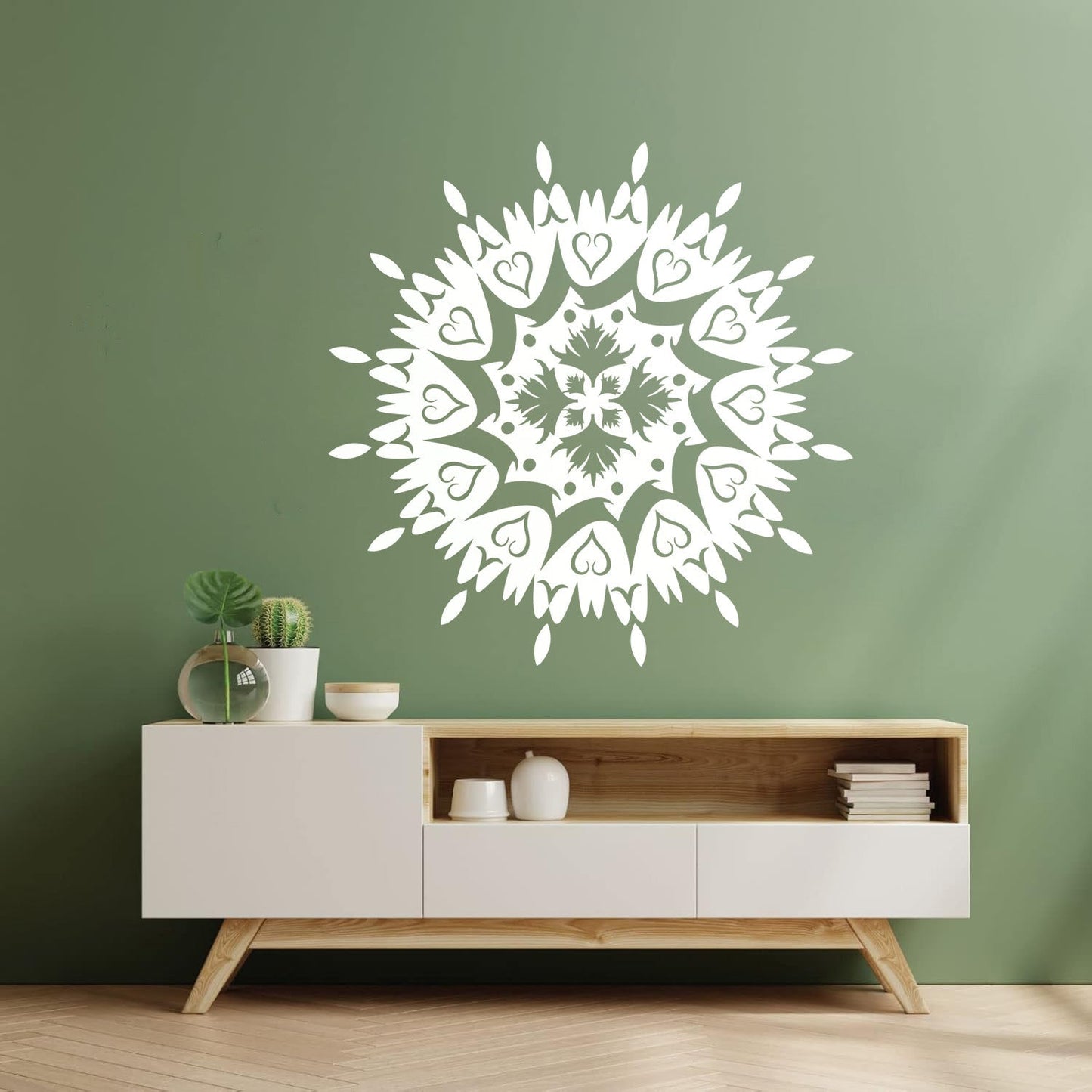 Vinyl Wall Stickers Circle Flower Ornament Natural Mandala Yoga Studio Self Adhesive