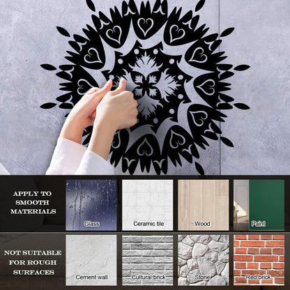 Vinyl Wall Stickers Circle Flower Ornament Natural Mandala Yoga Studio Self Adhesive