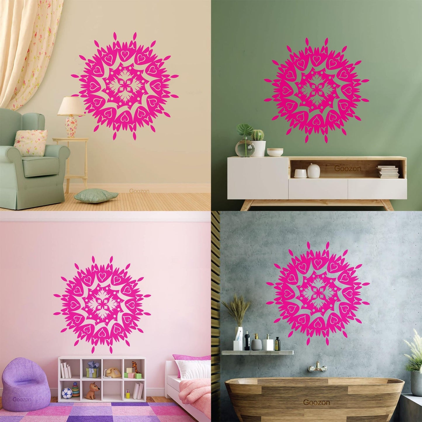 Vinyl Wall Stickers Circle Flower Ornament Natural Mandala Yoga Studio Self Adhesive
