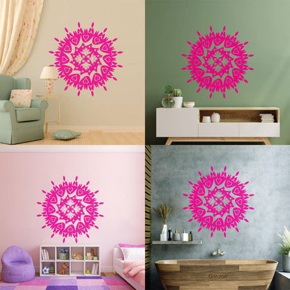 Vinyl Wall Stickers Circle Flower Ornament Natural Mandala Yoga Studio Self Adhesive