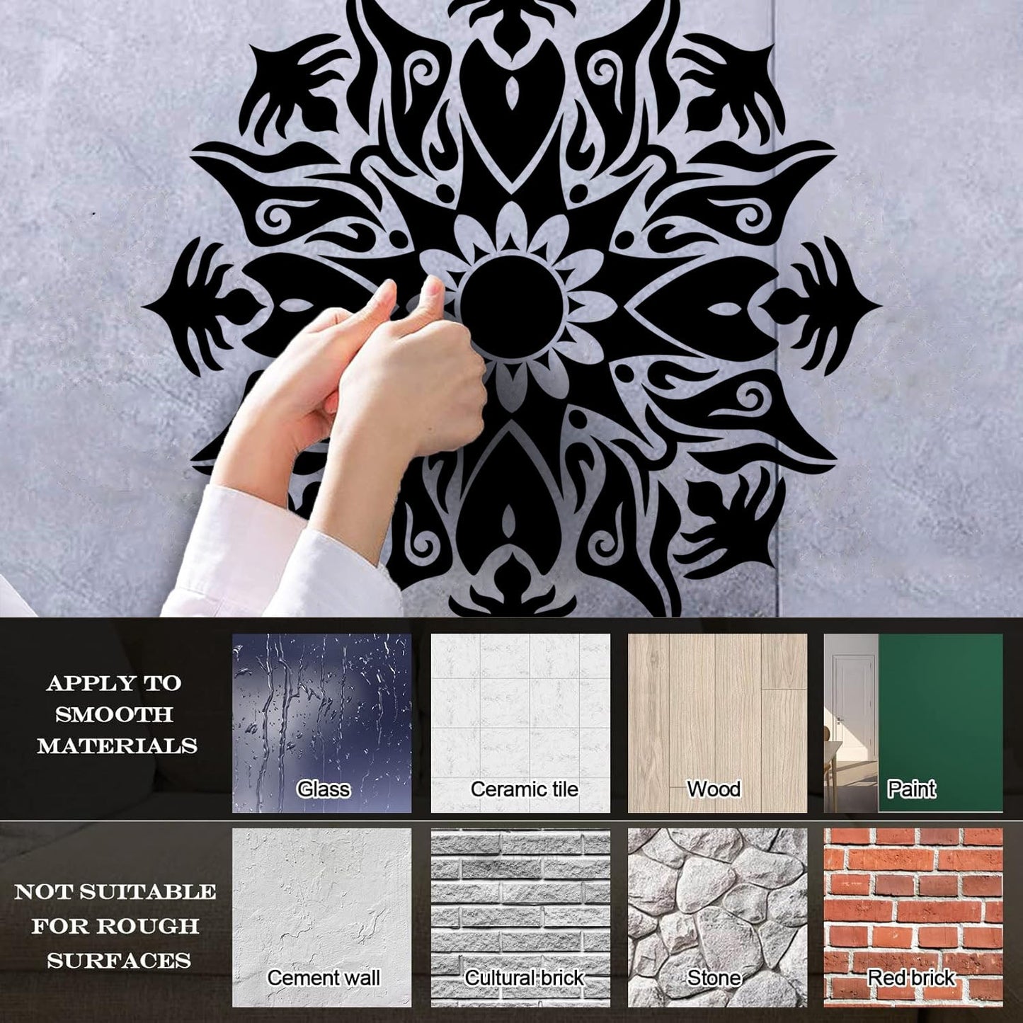 Wall Decals Circle Mandala Flower Ornament Natural Meditation Do Not Damage The Wall Surface