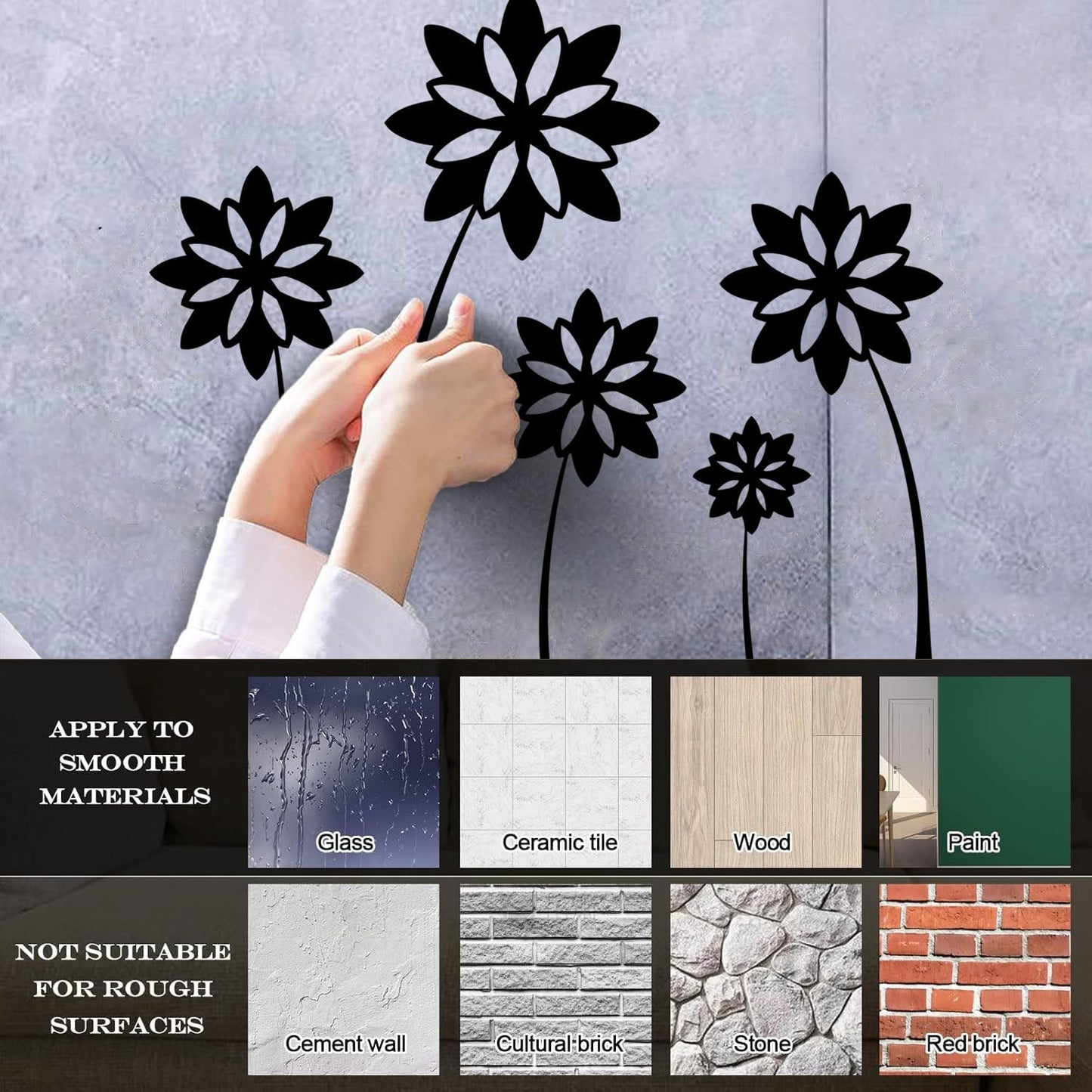 Fine Carving Stickers Flower Floral Beautiful Natural Waterproof