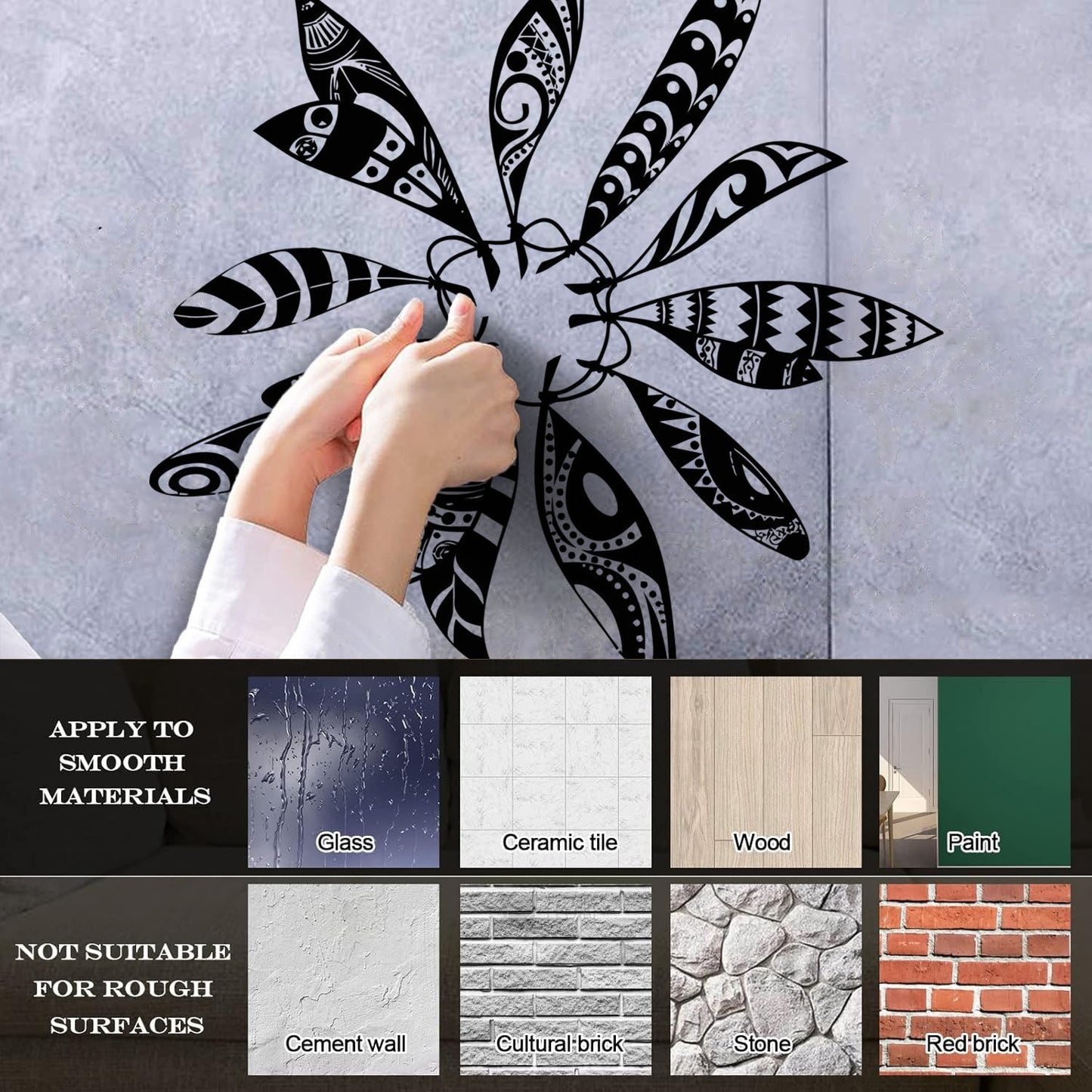 Lettering Decals Magic Talisman Flower Dreamcatcher Feathers Ornament Wall Beautification