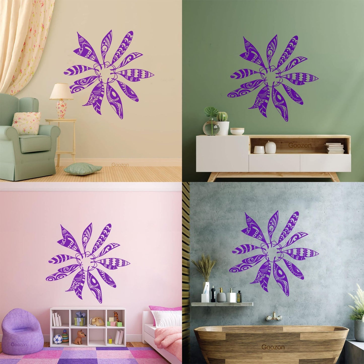 Lettering Decals Magic Talisman Flower Dreamcatcher Feathers Ornament Wall Beautification