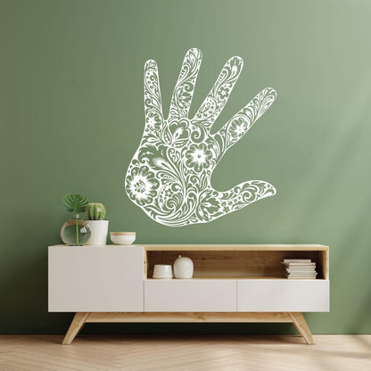 Lettering Stickers Palm Flower Floral Pattern Romantic Window Decals