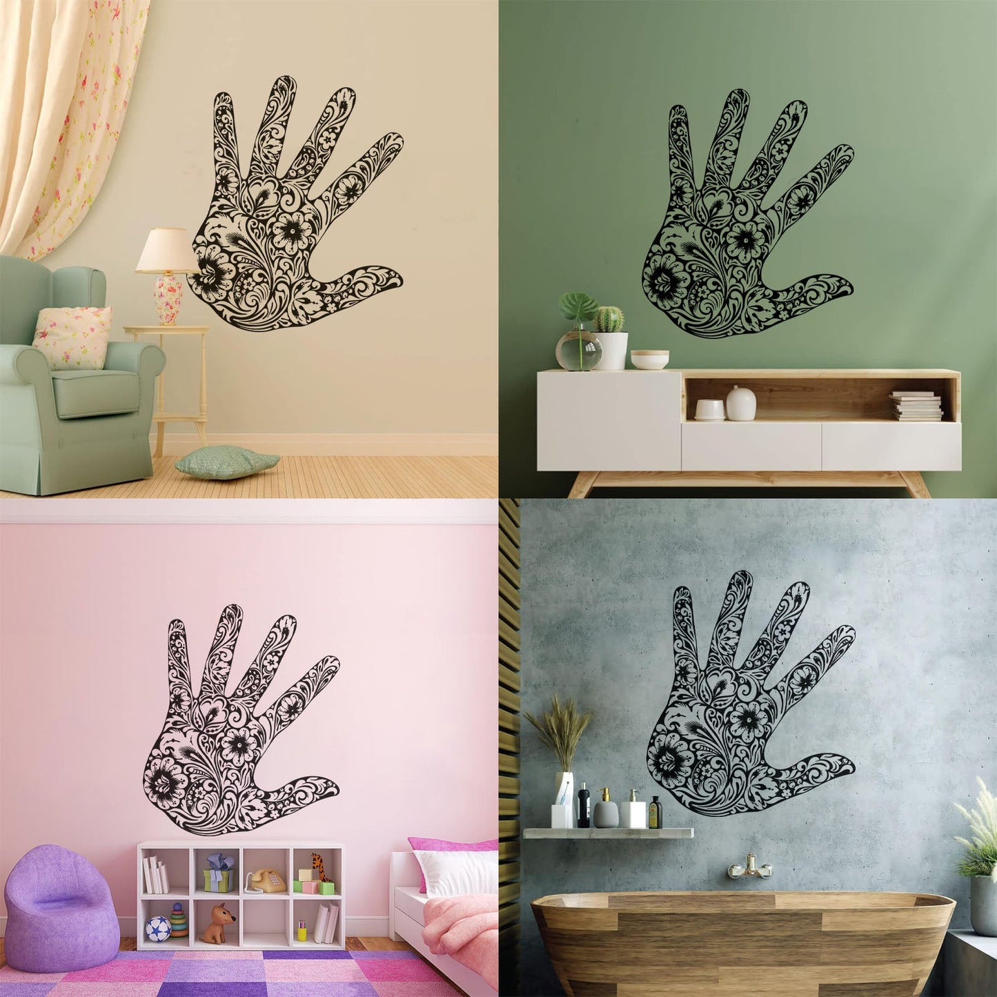 Lettering Stickers Palm Flower Floral Pattern Romantic Window Decals