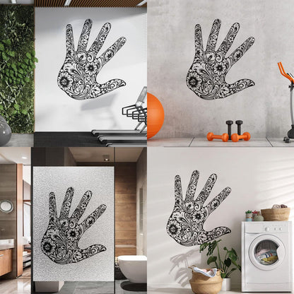 Lettering Stickers Palm Flower Floral Pattern Romantic Window Decals