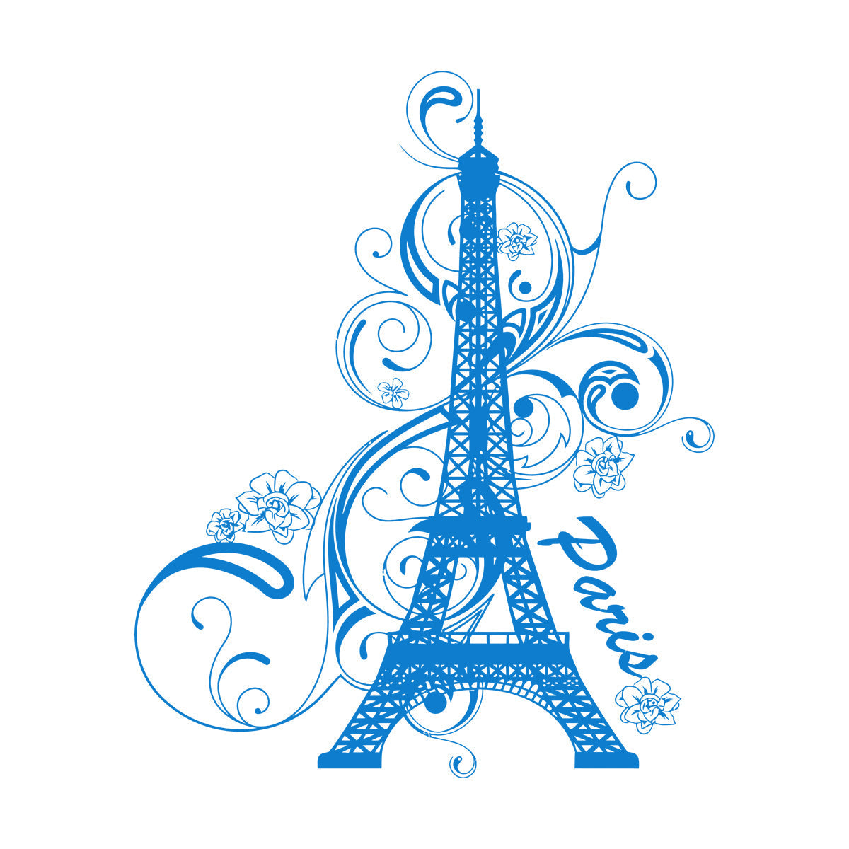 Paris Flower Romantic Eiffel Tower Vacation Wall Decals Paster Paper Glass Stickers