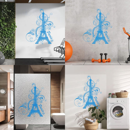 Paris Flower Romantic Eiffel Tower Vacation Wall Decals Paster Paper Glass Stickers