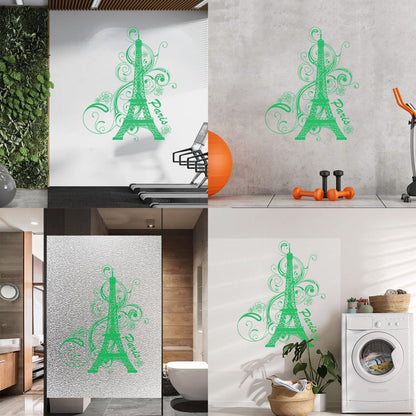 Paris Flower Romantic Eiffel Tower Vacation Wall Decals Paster Paper Glass Stickers