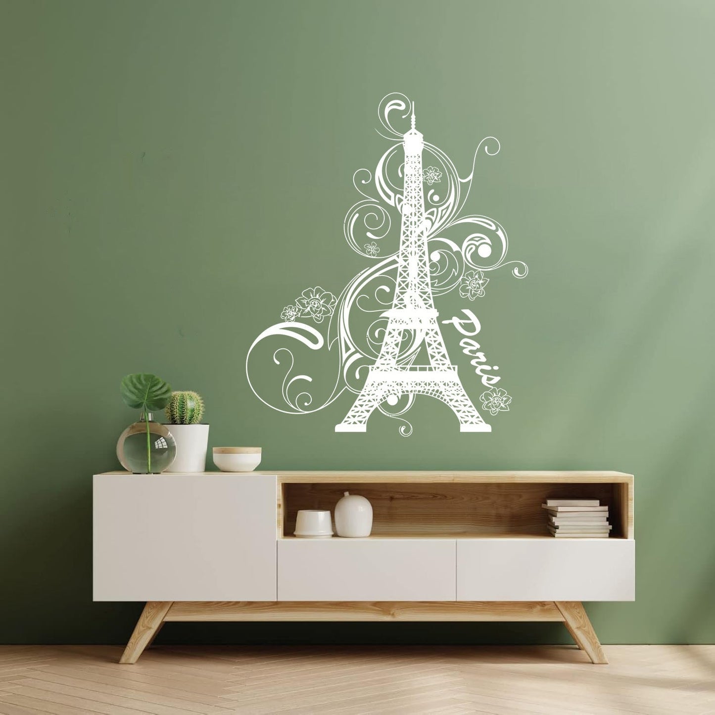 Paris Flower Romantic Eiffel Tower Vacation Wall Decals Paster Paper Glass Stickers