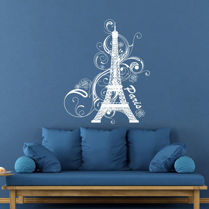 Paris Flower Romantic Eiffel Tower Vacation Wall Decals Paster Paper Glass Stickers
