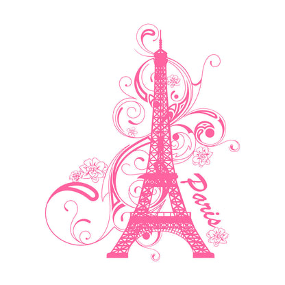 Paris Flower Romantic Eiffel Tower Vacation Wall Decals Paster Paper Glass Stickers