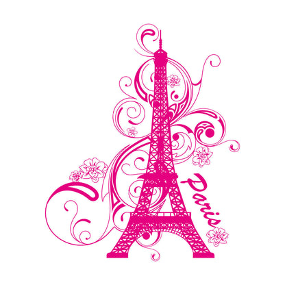 Paris Flower Romantic Eiffel Tower Vacation Wall Decals Paster Paper Glass Stickers