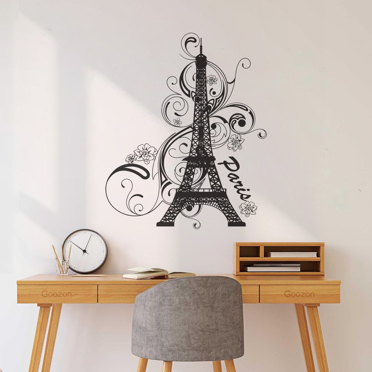 Paris Flower Romantic Eiffel Tower Vacation Wall Decals Paster Paper Glass Stickers
