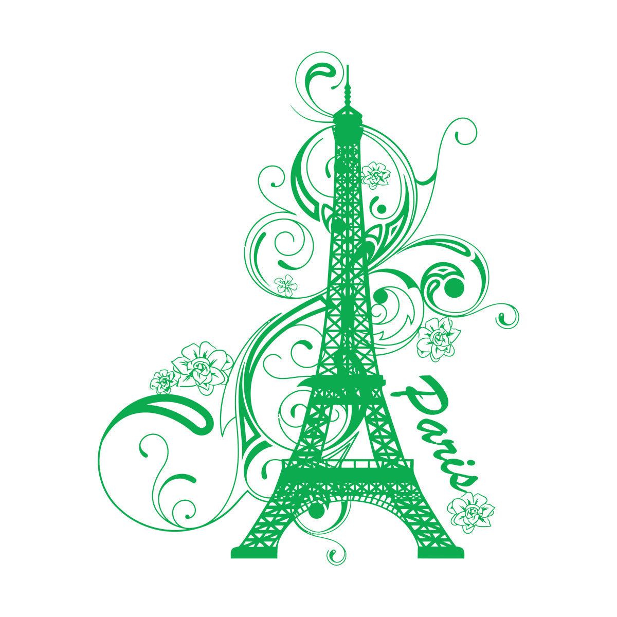 Paris Flower Romantic Eiffel Tower Vacation Wall Decals Paster Paper Glass Stickers