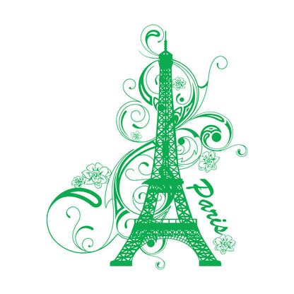 Paris Flower Romantic Eiffel Tower Vacation Wall Decals Paster Paper Glass Stickers