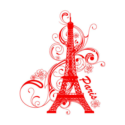 Paris Flower Romantic Eiffel Tower Vacation Wall Decals Paster Paper Glass Stickers