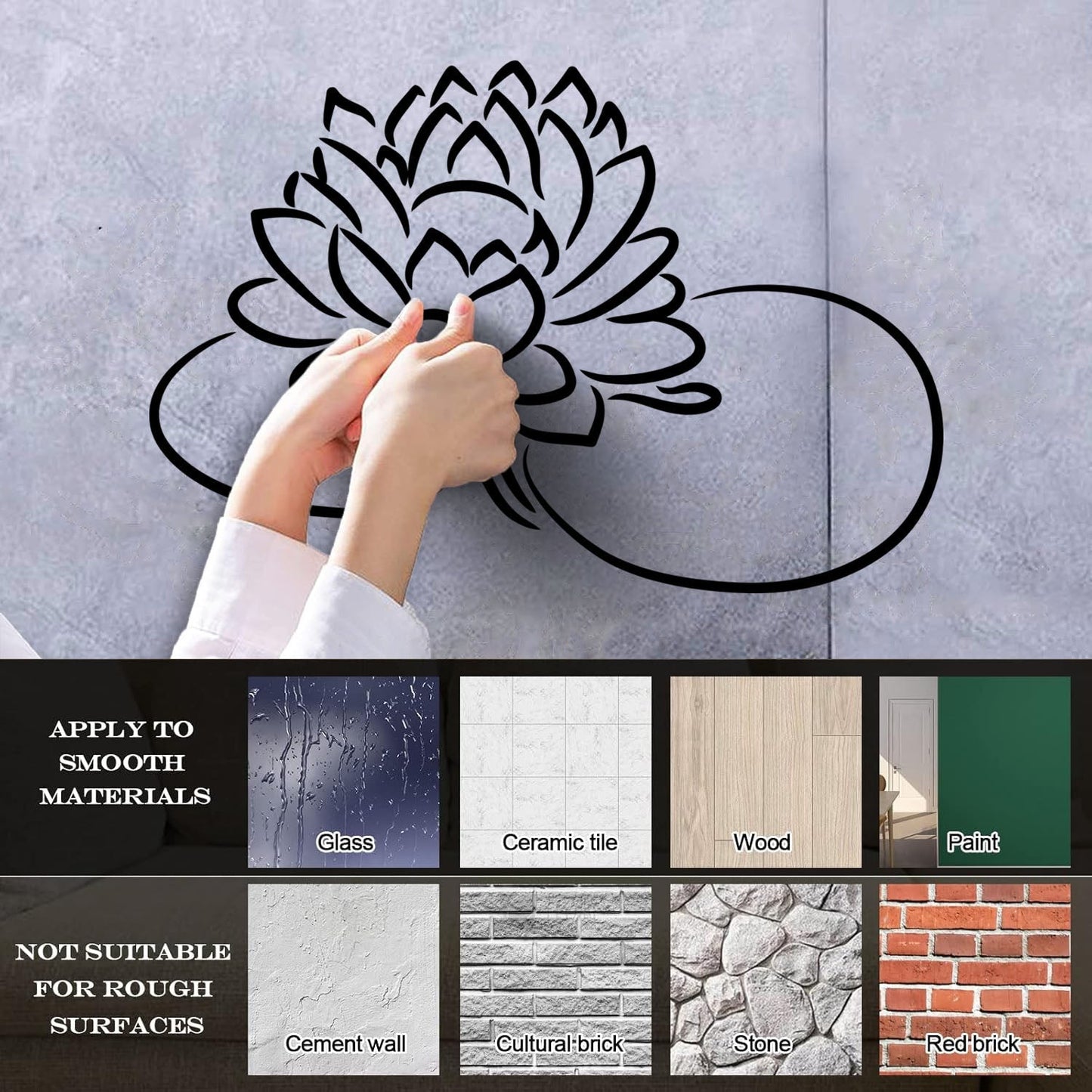 Vinyl Wall Stickers Beautiful Lotus Flower Bud Garden Store Decoration