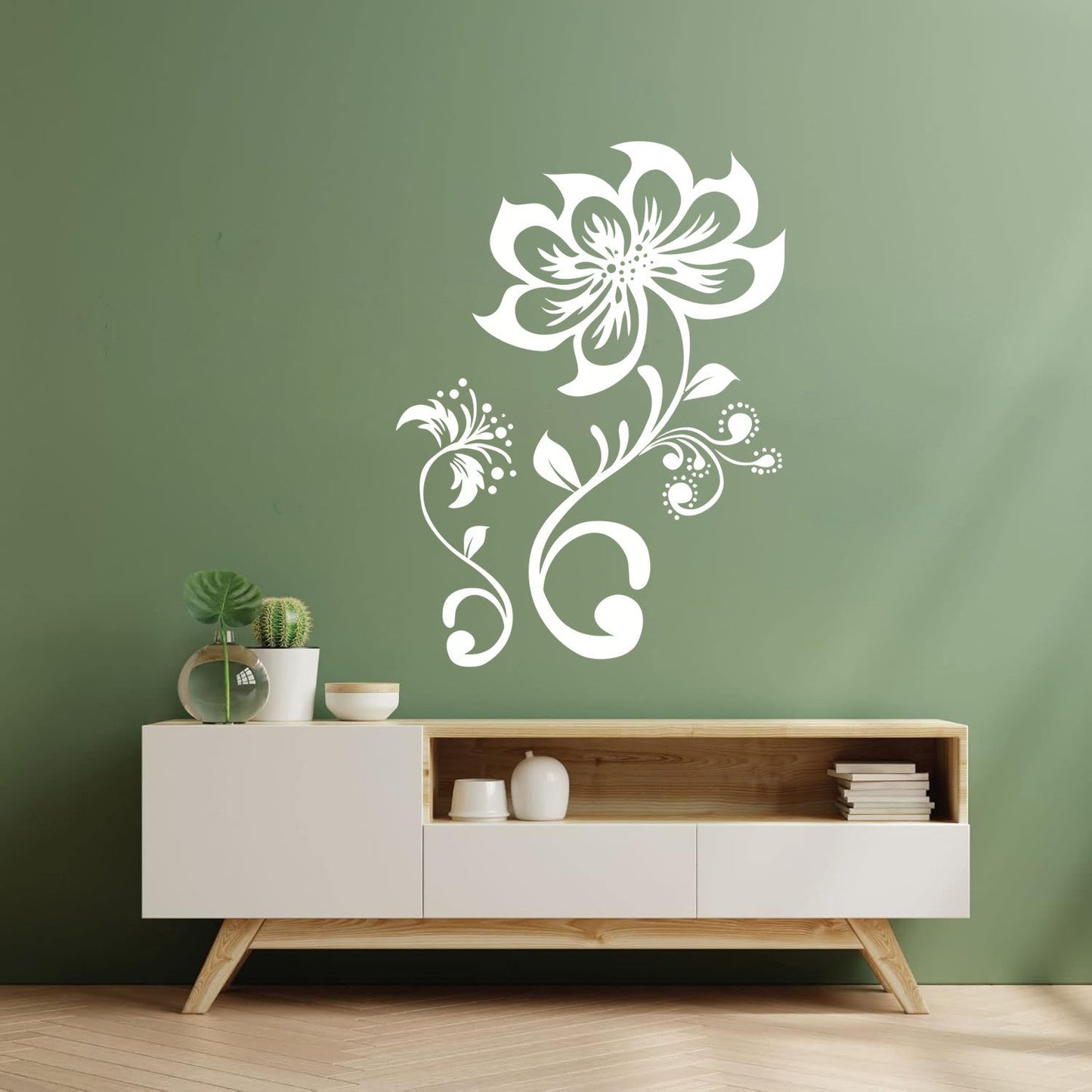 Mural And Wall Vinyl Decal Lotus Flower Exquisite Fabulous Pattern Do Not Damage The Wall Surface