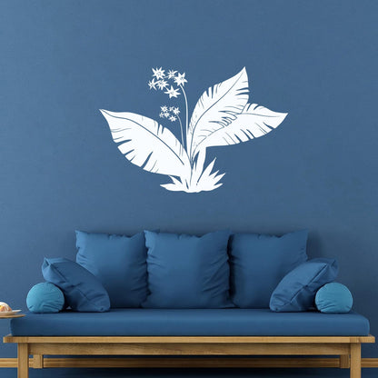Tropics Flowers Palm Tree Leaves Home Wall Vinyl Sticker Decor Equipped With Transfer Film Kit
