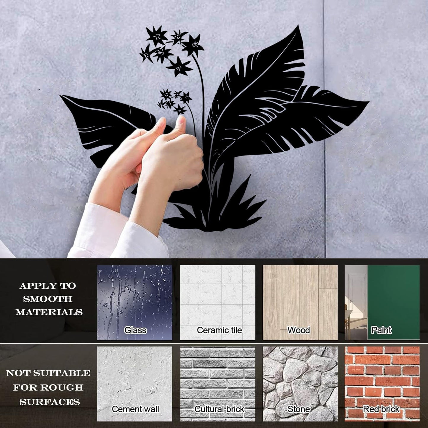 Tropics Flowers Palm Tree Leaves Home Wall Vinyl Sticker Decor Equipped With Transfer Film Kit