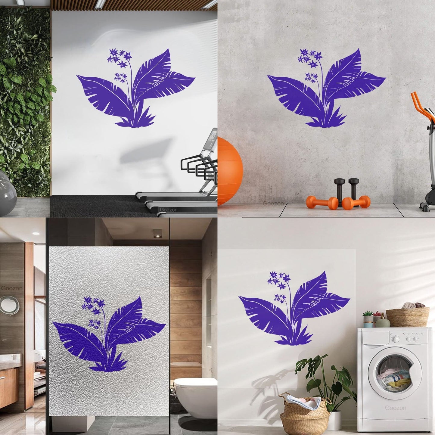 Tropics Flowers Palm Tree Leaves Home Wall Vinyl Sticker Decor Equipped With Transfer Film Kit