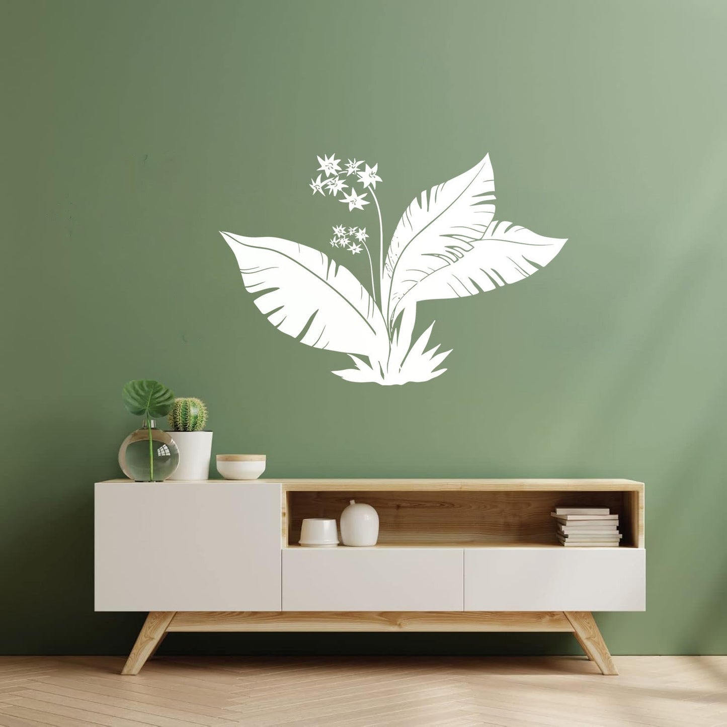 Tropics Flowers Palm Tree Leaves Home Wall Vinyl Sticker Decor Equipped With Transfer Film Kit
