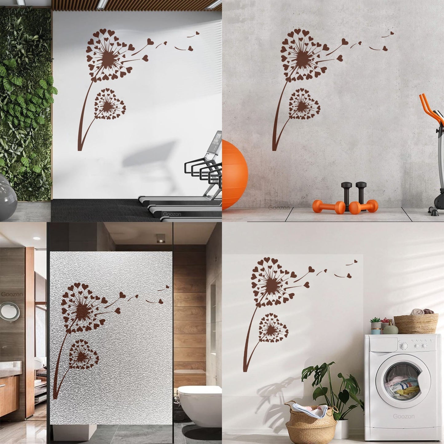 Fine Carving Stickers Decl Dandelion Love Heart Floral Flower Modern Easy Installation