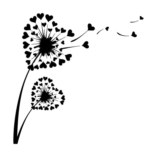 Fine Carving Stickers Decl Dandelion Love Heart Floral Flower Modern Easy Installation