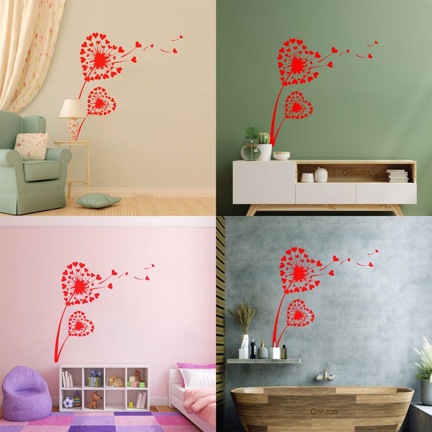 Fine Carving Stickers Decl Dandelion Love Heart Floral Flower Modern Easy Installation