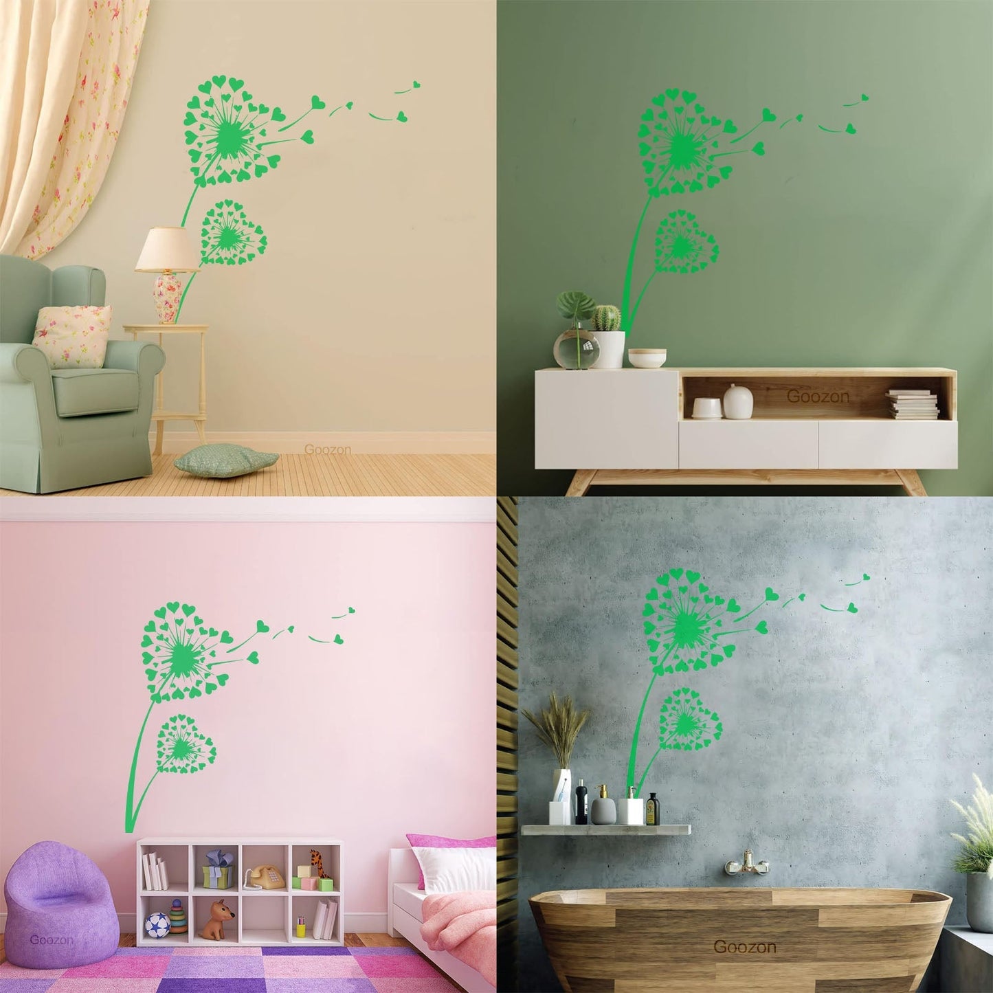 Fine Carving Stickers Decl Dandelion Love Heart Floral Flower Modern Easy Installation