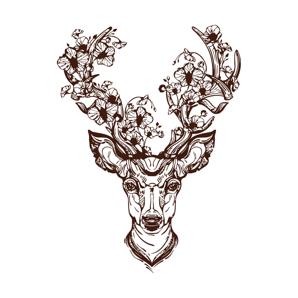 Fine Carving Decals Deer Horn Ation Fantasy Forest Flower Head Multiple Size Options