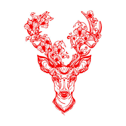 Fine Carving Decals Deer Horn Ation Fantasy Forest Flower Head Multiple Size Options