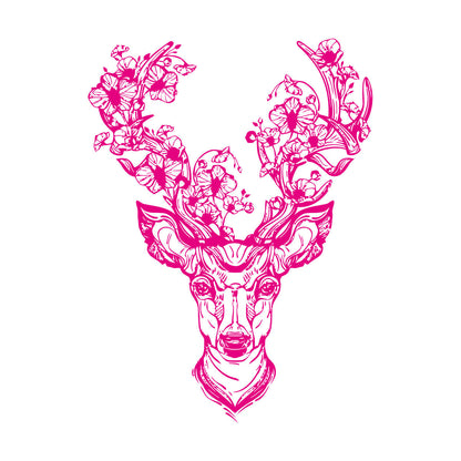 Fine Carving Decals Deer Horn Ation Fantasy Forest Flower Head Multiple Size Options