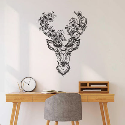 Fine Carving Decals Deer Horn Ation Fantasy Forest Flower Head Multiple Size Options