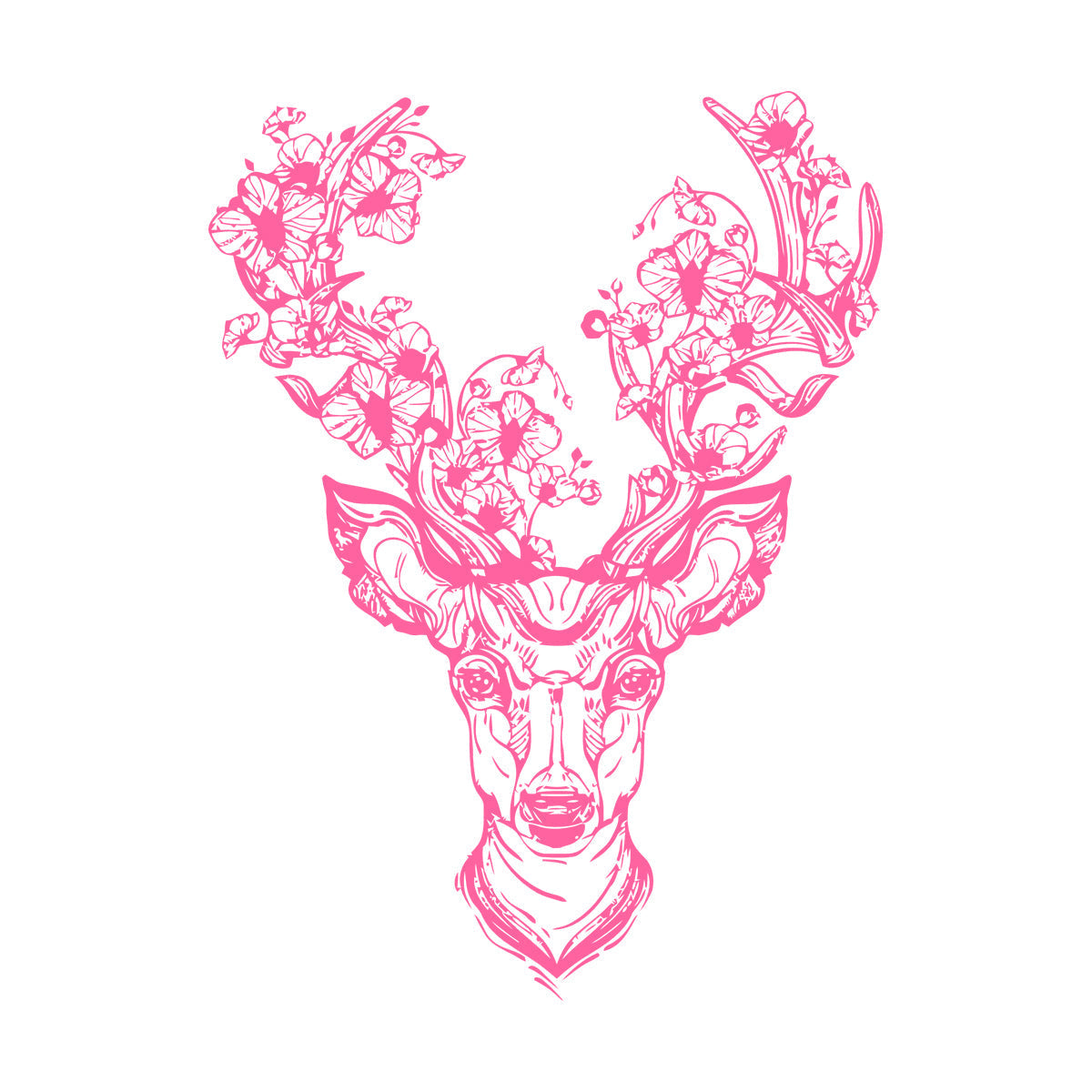 Fine Carving Decals Deer Horn Ation Fantasy Forest Flower Head Multiple Size Options