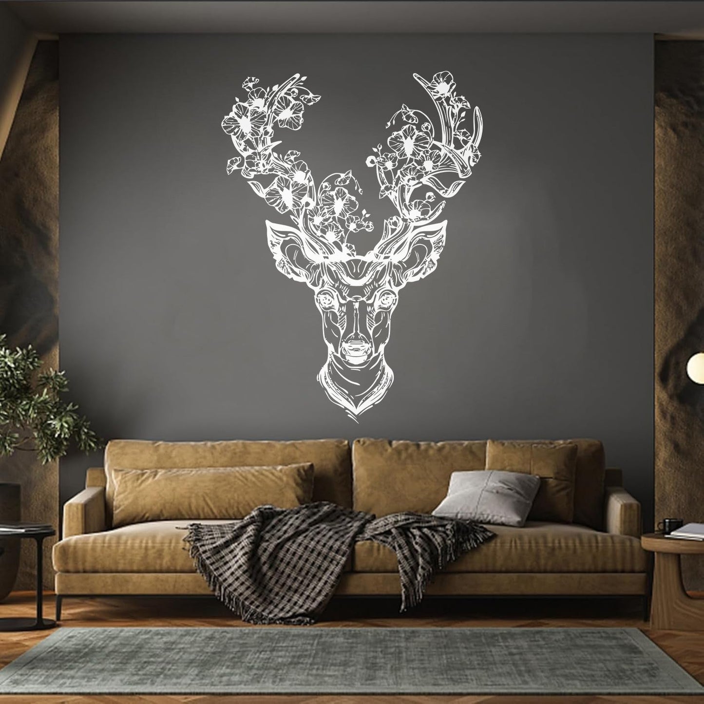 Fine Carving Decals Deer Horn Ation Fantasy Forest Flower Head Multiple Size Options