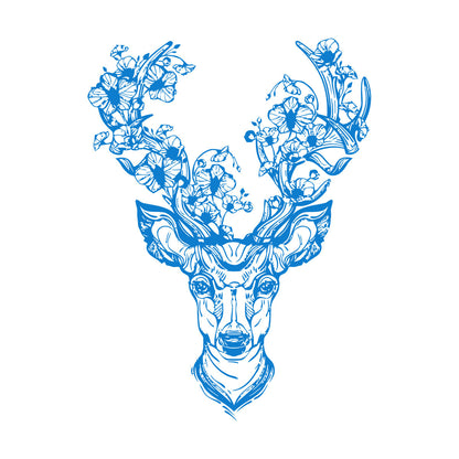 Fine Carving Decals Deer Horn Ation Fantasy Forest Flower Head Multiple Size Options