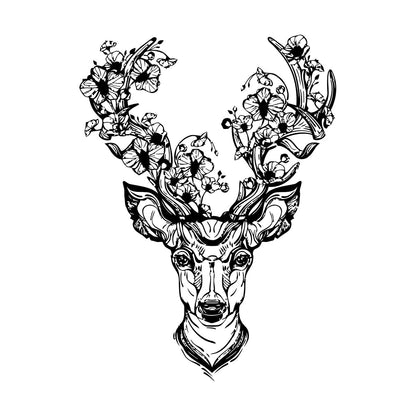 Fine Carving Decals Deer Horn Ation Fantasy Forest Flower Head Multiple Size Options