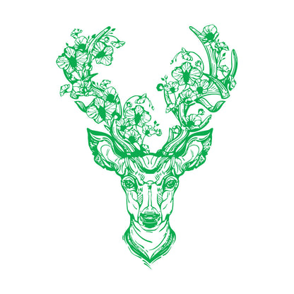 Fine Carving Decals Deer Horn Ation Fantasy Forest Flower Head Multiple Size Options