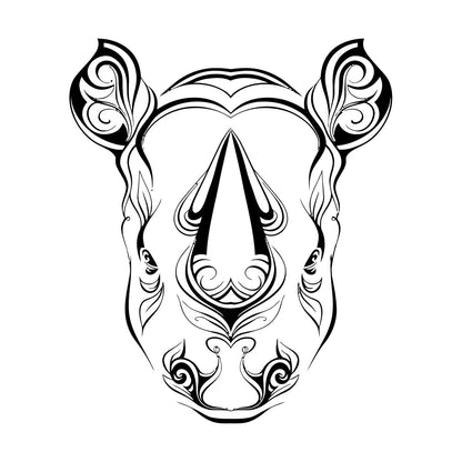 Vinyl Art Sticker Rhino Horn Head Patterns Flowers Leaves Animal Waterproof