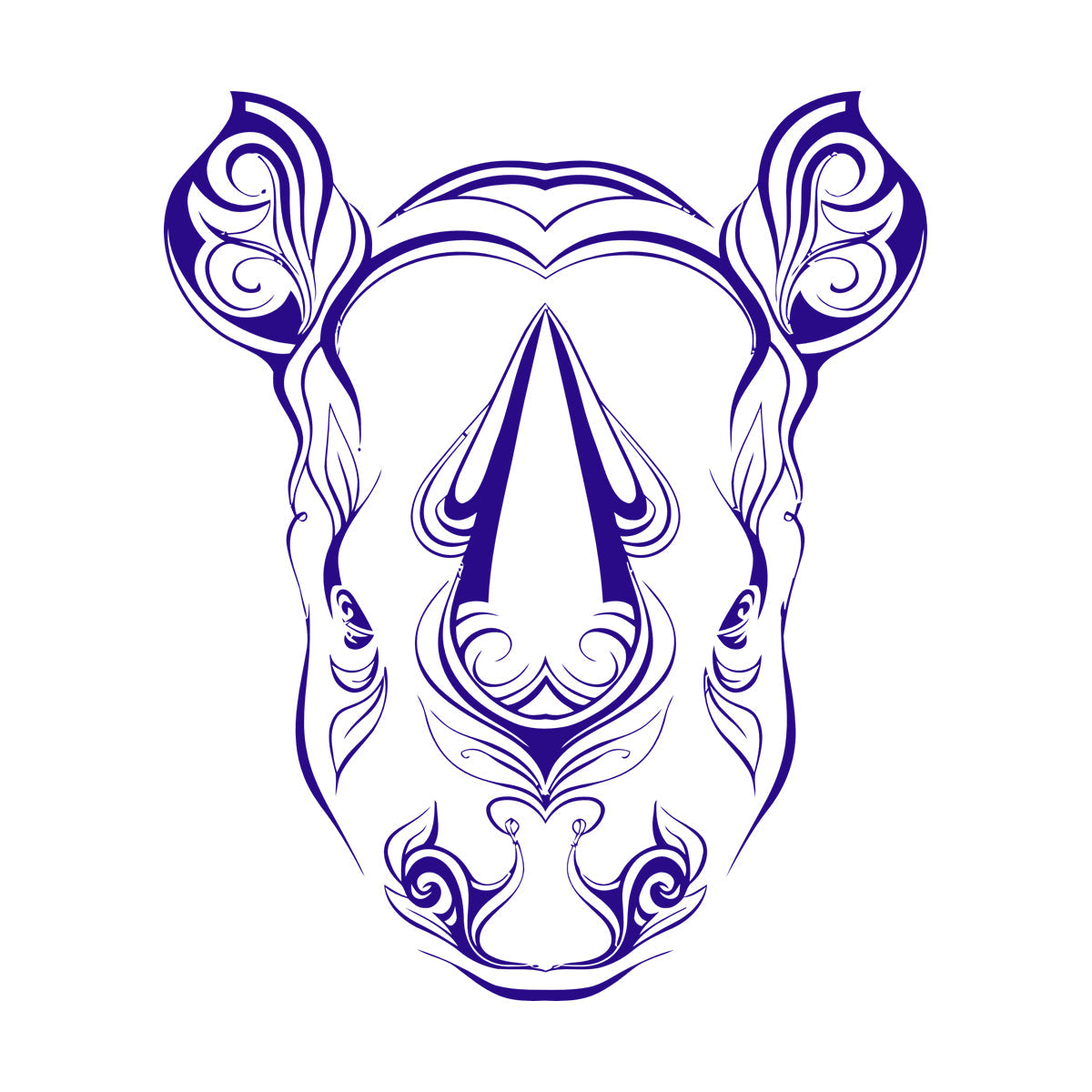 Vinyl Art Sticker Rhino Horn Head Patterns Flowers Leaves Animal Waterproof