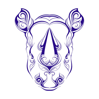 Vinyl Art Sticker Rhino Horn Head Patterns Flowers Leaves Animal Waterproof