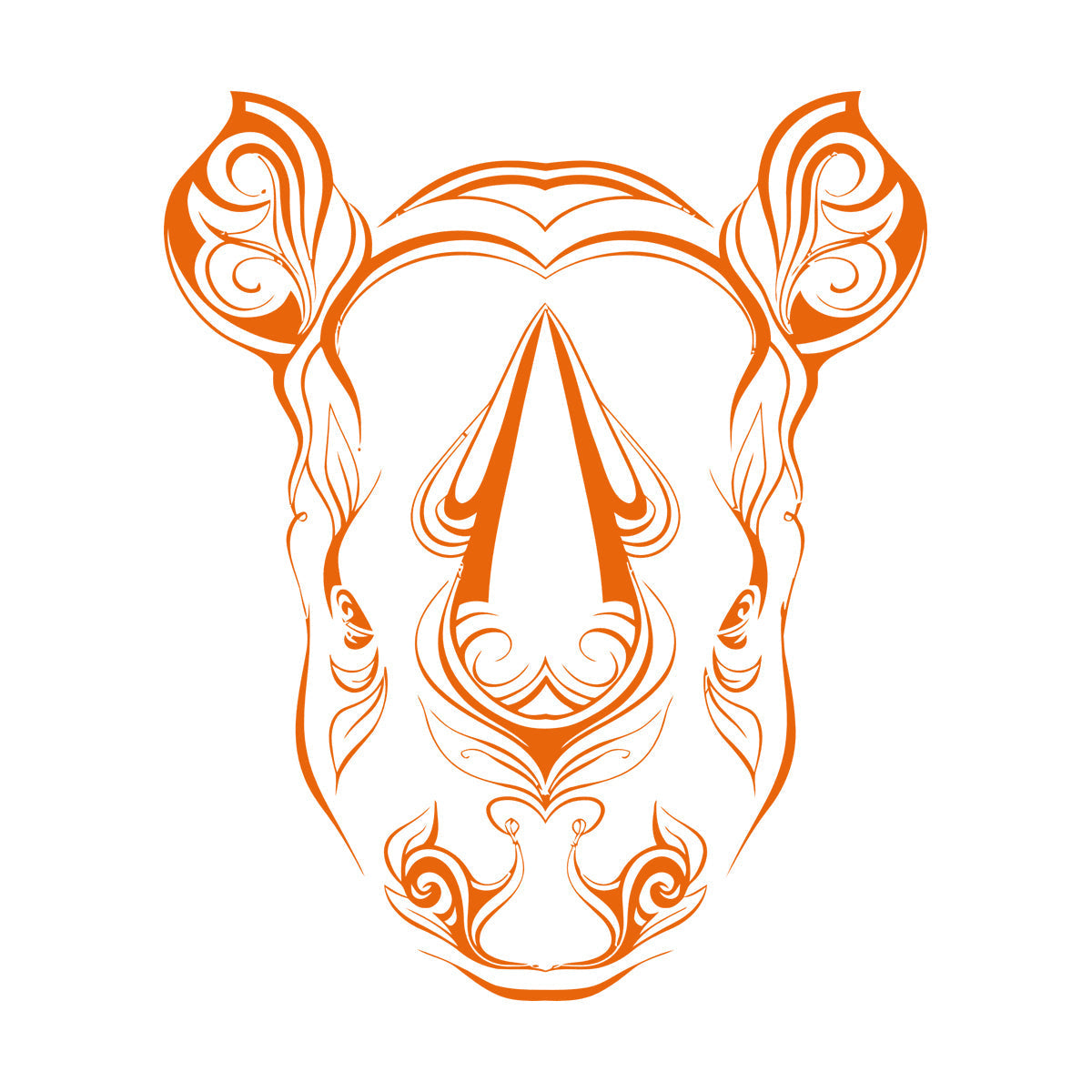 Vinyl Art Sticker Rhino Horn Head Patterns Flowers Leaves Animal Waterproof