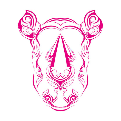 Vinyl Art Sticker Rhino Horn Head Patterns Flowers Leaves Animal Waterproof