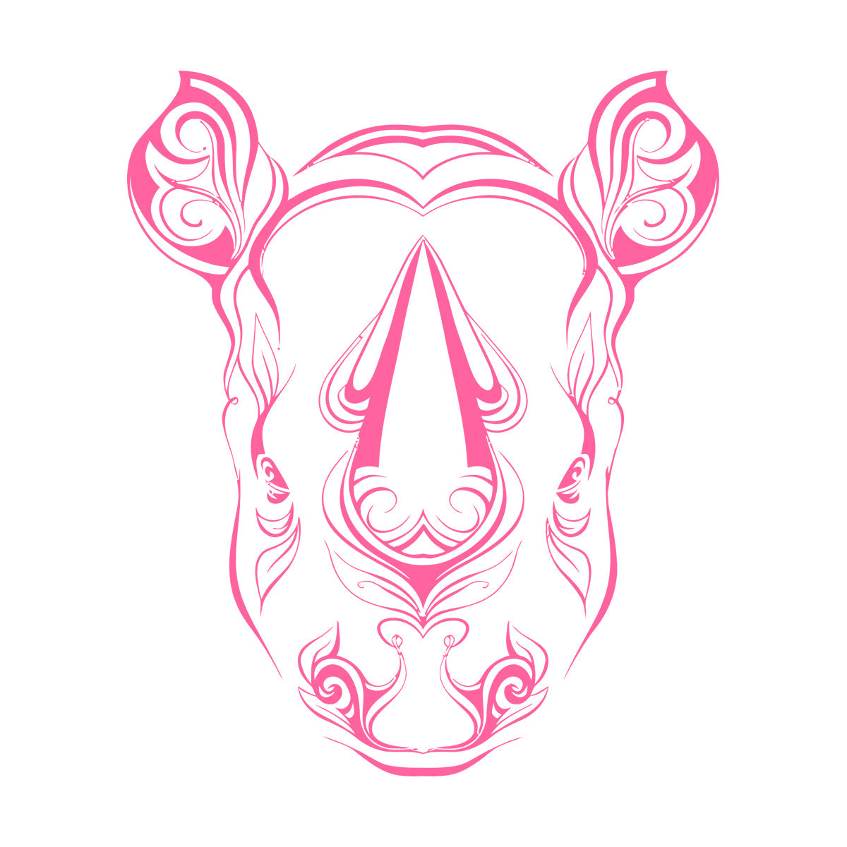 Vinyl Art Sticker Rhino Horn Head Patterns Flowers Leaves Animal Waterproof