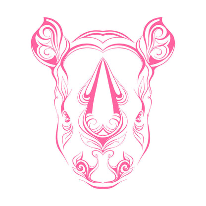 Vinyl Art Sticker Rhino Horn Head Patterns Flowers Leaves Animal Waterproof